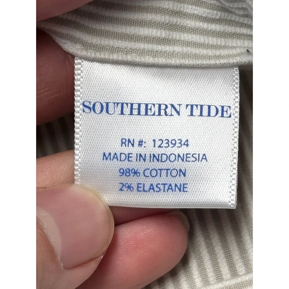 Southern Tide Skipjack Flat Front Corded Pants Mens 36x32 Tan White Striped 7310